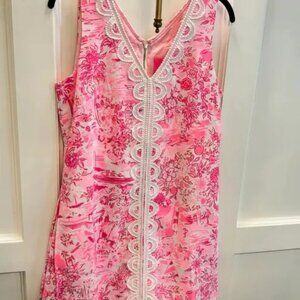 Lilly Pulitzer Ronnie V-Neck Romper - Peony Pink Seaside Scene - Size 8 - NWOT